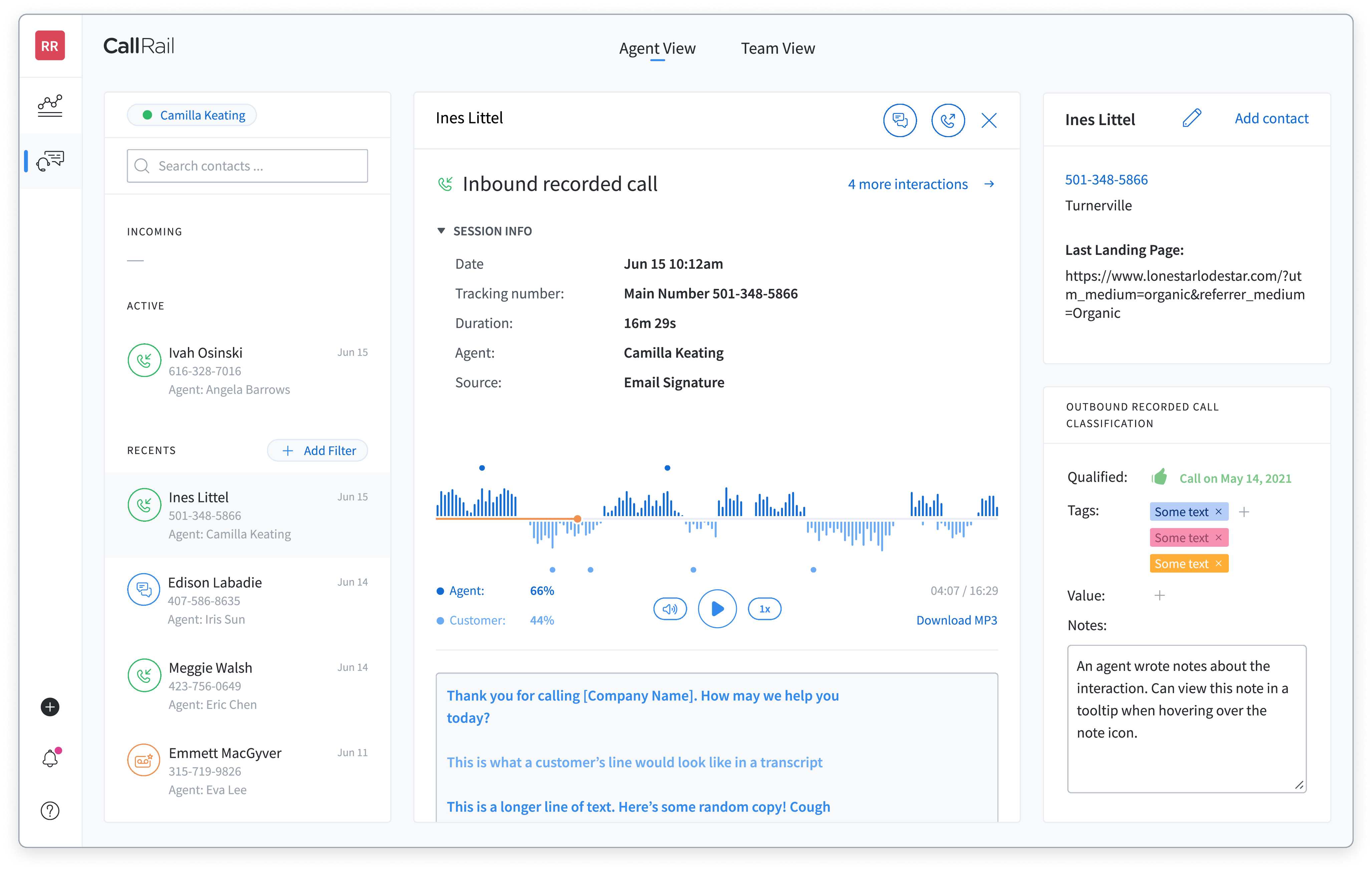 screenshot of Lead Center